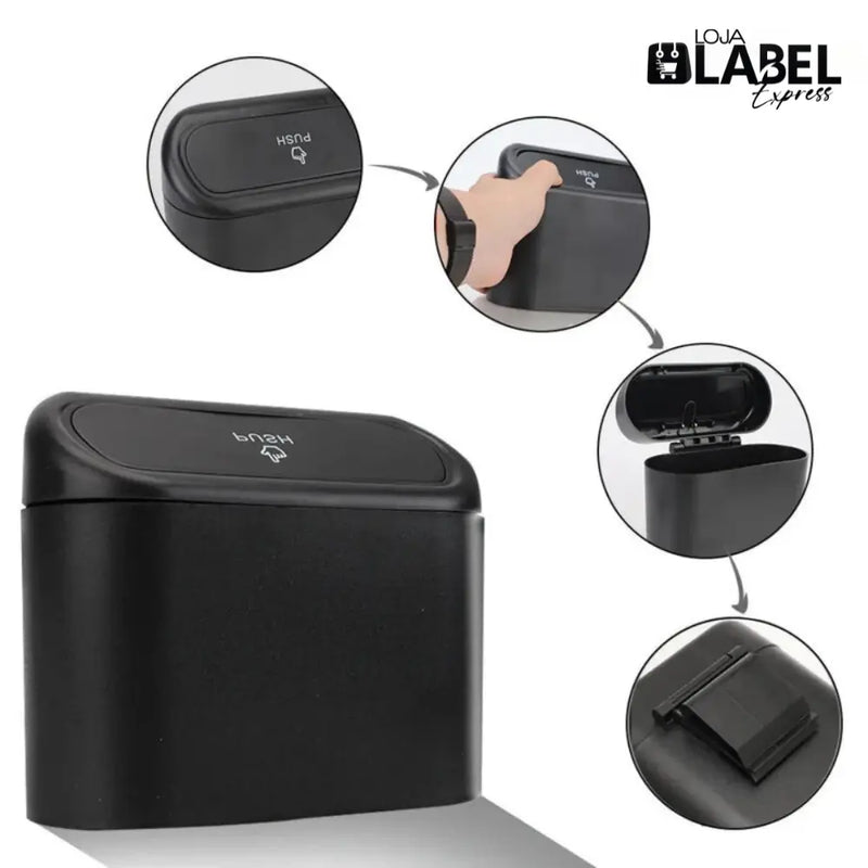 Lixeira A Prova D'Água com Suporte para Carro - Label Express