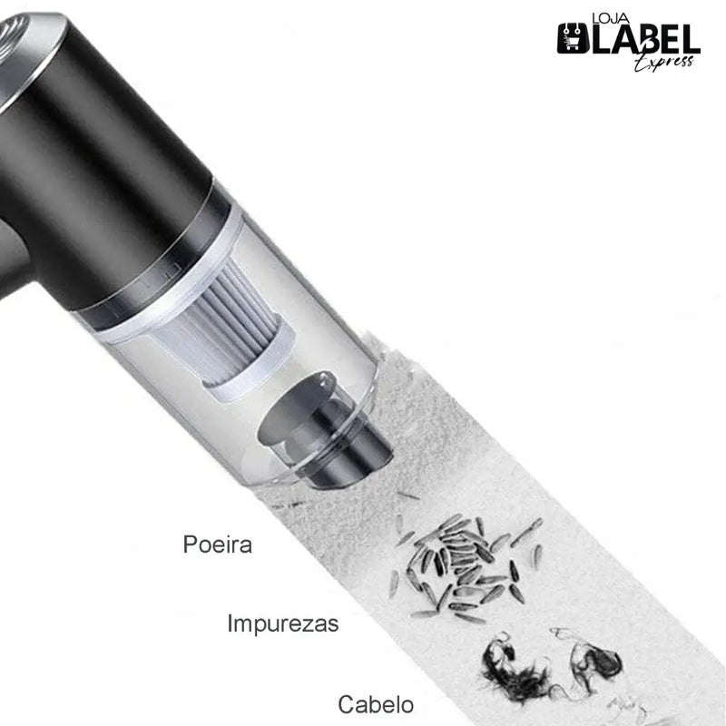 Sem fio - Mini Aspirador de Pó 3 em 1 PowerClear - LabelExpress
