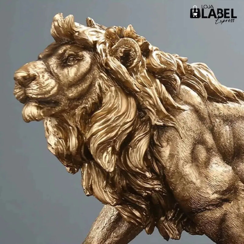 Escultura Leão Dourado - LabelExpress