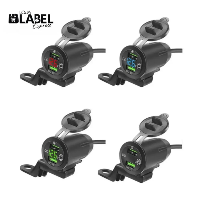 Carregador USB Duplo para Veículos e Motos - LabelExpress